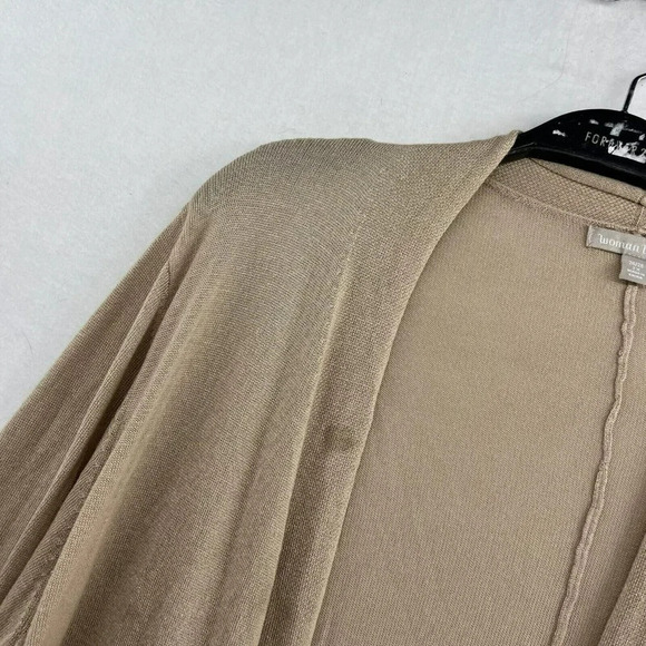 Woman Within Cardigan Women's Sz 2X Brown Open Front Draped Knitted Stretch - Picture 10 of 13